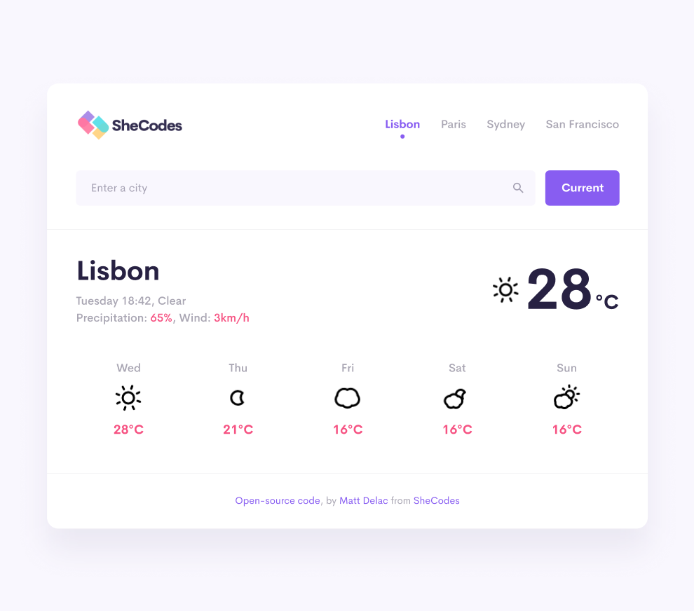 Weather app screenshot
